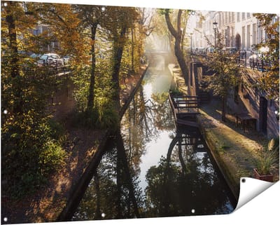 Gards Tuinposter Nieuwe Gracht in Utrecht - 150x100 cm - Tuindoek - Tuindecoratie - Wanddecoratie buiten - Tuinschilderij