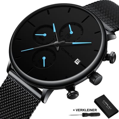CRRJUØ Horloges voor Mannen Herenhorloge Jongens Heren Watch Horloge Ø Horlogebox Geschenkdoos Ø Zwart Blauw