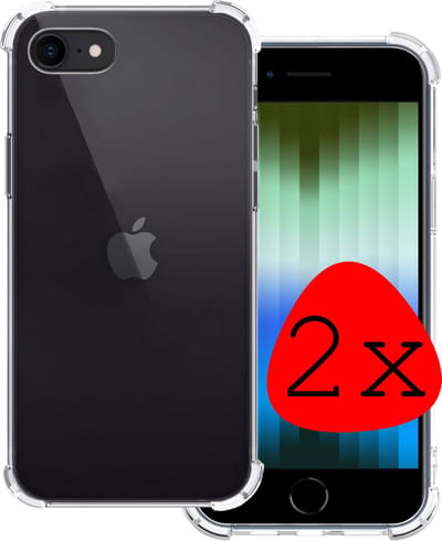 Hoesje 2 Stuks - Geschikt voor Apple iPhone SE (2022) - Sterk & Shockproof - Siliconen Case - Back Cover - Telefoon Hoes Shock Proof - Transparant