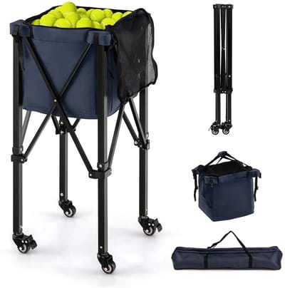M-Goods Tennisbalwagen Opvouwbaar - Ballenkar met Wielen - 150 Ballen - Aluminium Frame - Inclusief Draagtas