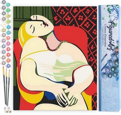 Figured'Art Schilderen op Nummer Volwassenen canvas Picasso De Droom - Handwerk acrylverf Kit DIY Compleet - 40x50cm zonder frame