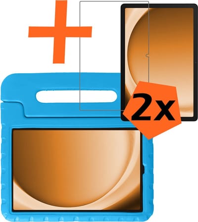 Hoesje - Geschikt voor Samsung Galaxy Tab A9 - Met 2x Screenprotector - Kinderhoes Shockproof Bumper - Kidsproof Case - Tablet Hoes - Kinder Hoes Cover - Blauw