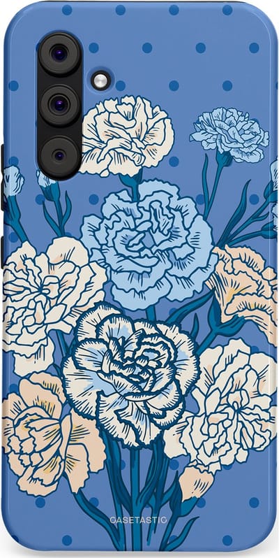 Casetastic hoesje geschikt voor Samsung Galaxy A54 (2023) 5G - Dubbellaagse bescherming - Anjer boeket - Fashion Case - Lavendel Lichtblauw Zilver