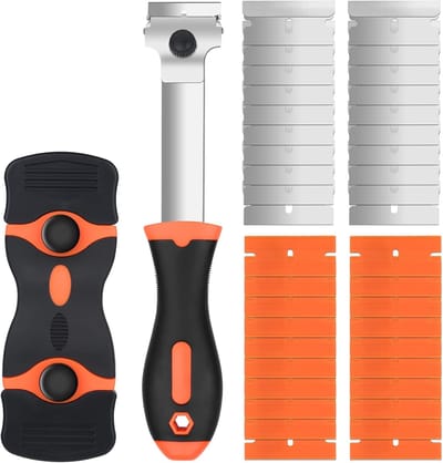 SnelShoppen - Multifunctionele Glass Scraper met 40 Reserve Bladen, Raam- en Keramische Kookplaat Schraper, Voor Het Verwijderen van Stickers, Verf en
