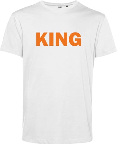 T-shirt King | Koningsdag kleding | Oranje Shirt | Wit | maat XS