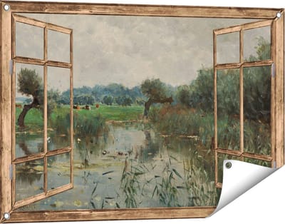 Gards Tuinposter Doorkijk In de Uiterwaarden van de IJssel - Willem Roelofs - 90x60 cm - Tuindoek - Tuindecoratie - Wanddecoratie buiten - Tuinschilderij