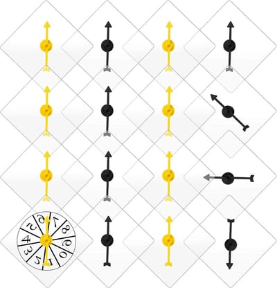 Transparante spinners voor volwassenen - 16 stuks droog wiskunde spinner met roterende pijl voor feest, seizoen en nieuwjaar entertainment (zwart, geel)
