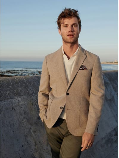 Next - Heren - Slim fit Nova Fides Blazer van Italiaanse katoen-Blend met textuur - Naturel