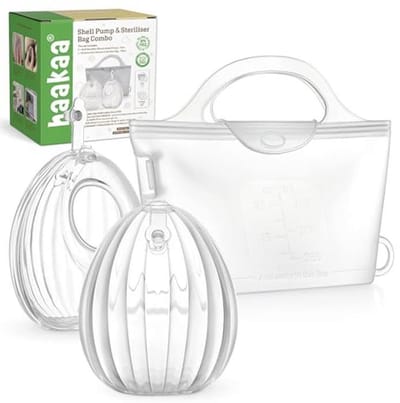 Handsfree Siliconen Borstkolf met Sterilisatorzak - 2-in-1 Moedermelkvanger voor Zogende Moeders - 75ml Pompen en 1 Sterilisatorzak (2-pack)