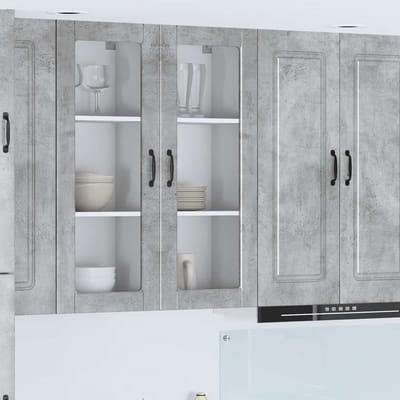Keukenkast met deur - Hangende opbergkast - Keuken opbergen - Moderne stijl - 40 x 31 x 100 cm - Betongrijs