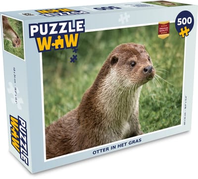 Puzzel Otter in het gras - Legpuzzel - Puzzel 500 stukjes