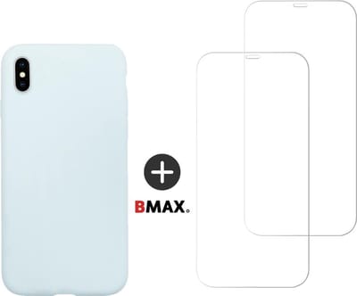 BMAX Telefoonhoesje geschikt voor iPhone XS Max - Siliconen hardcase hoesje zeeblauw - Met 2 screenprotectors