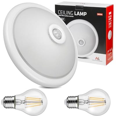 Plafondlamp met Bewegingssensor en Schemersensor - E27 - 360° - IP20 - LED interieurverlichting