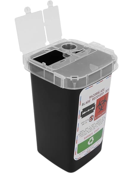 Dailygoods- Wegwerpmesjesdoosje - Mesjescontainer - Weggooimesjesdoosje - Scheermesje - Kapperszaak - Zwart - Afvalcontainer