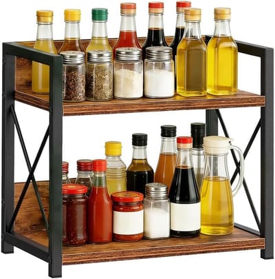 Organiseer je Koffie Accessoires met een 2-laags Houten Plank, Ideaal voor Keuken, Kantoor en Badkamer, Ruimtebesparende Oplossing