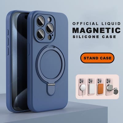 Magnetische Ringhouder Vloeibare Siliconen Stand Telefoonhoesje Voor iPhone 15 14 16 Plus 11 12 13 16 Pro Max Magsafe Beschermer Zachte Hoes For iPhone 14 Pro