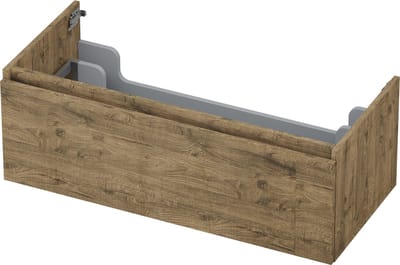 INK wastafelonderkast 1 lade greeploos met houten keerlijst 100x45x35cm, naturel eiken