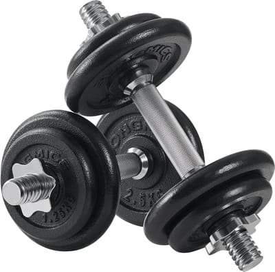 SONGMICS - Dumbbell - Verstelbare Halterset - 2 x 10 kg Gietijzer - Voor Thuis Fitnesstraining