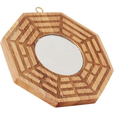 Bagua Spiegel Houten Holle Spiegel Buitendeur Hanger Breng Rijkdom Geluk Decoratie brown