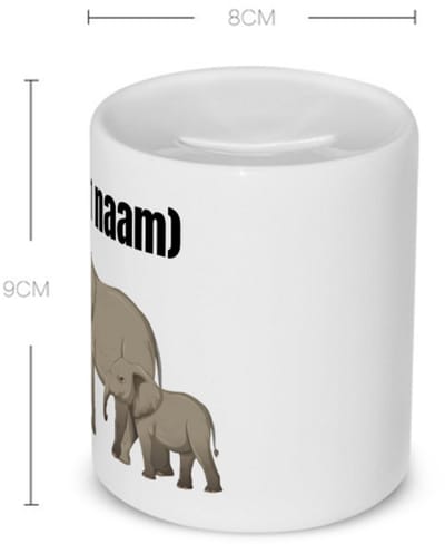 Akyol - olifant en kleine olifant met eigen naam Spaarpot - Olifant - olifanten liefhebbers - iemand die houdt van olifanten - verjaardag - cadeau - kado - 350 ML inhoud