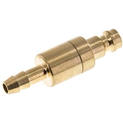 Messing DN 5 Luchtkoppeling Insteeknippel 6 mm Slangpilaar Double Shut-Off