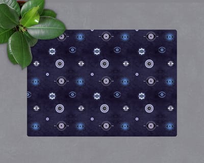 Coloray Vloerbeschermer - Griekse ogen Vloerbeschermer Bureaustoel - 100x70 cm - Blauw Computer Stoel Mat - Vloerbeschermer Bureaustoelmat - Mótif Bureaustoelmat - Rechthoekige Mat - Deel Thema
