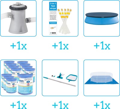 Zwembad Accessoirepakket voor Intex Easy Set Zwembad - 305x61 cm - Rond - Opblaasbaar - Intex - 28116NP - 6-delig