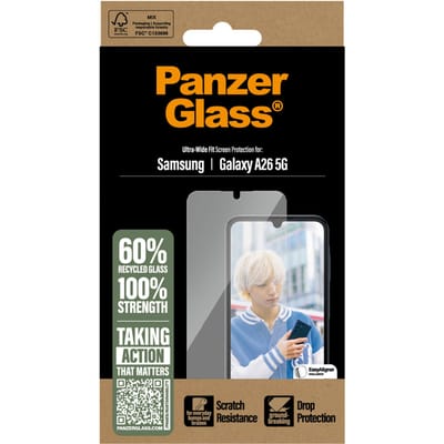 PanzerGlass Screenprotector geschikt voor Samsung Galaxy A26 Glazen | PanzerGlass Ultra-Wide Fit Screenprotector - Case Friendly