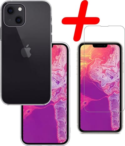 Hoesje Met Screenprotector - Geschikt voor Apple iPhone 13 Mini - Sterk & Shockproof - Back Cover - Siliconen Case - Telefoon Hoes - Transparant