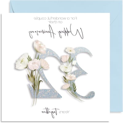 Verjaardagskaart 32 jaar - Wenskaart jubileum - Speciale viering - Romantisch bloemen design - 145mm x 145mm - Niet gespecificeerd