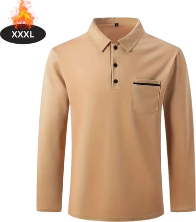Livano Poloshirt Heren - T-Shirt Heren - Shirt - Overhemd - Polo Shirt Lange Mouwen - Geel - XXXL