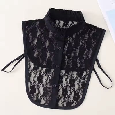 CHPN - Losse Blousekraag - Los kraagje - Kanten Kraagje -Lace - Zwart - Kraagje voor onder trui - Unises - Universeel - Chique kraag - Polyester