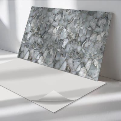 Wallfluent Vinyl Wandpaneel - Steenmozaïek met aderen Zelfklevend Wandpaneel - 100 cm x 50 cm - Grijs PVC wandpaneel - Set van 1 - Rechthoekig Wandbekleding Vinyl - Texturen Wandpaneel - PVC Muurpaneel - Wandpaneel Keuken en Badkamer