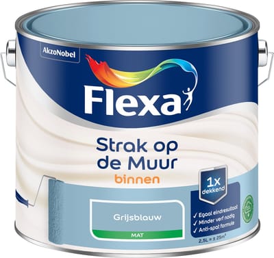 Flexa Strak Op De Muur Muurverf - Mat - Grijsblauw - 2,5l