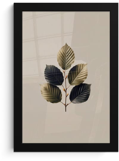 Poster in lijst - Fotolijst 20x30 cm - Posters - Beukenbladeren - Bruin - Groen - neutraal - Posterlijst zwart - Decoratie - Wanddecoratie woonkamer - Muurdecoratie slaapkamer