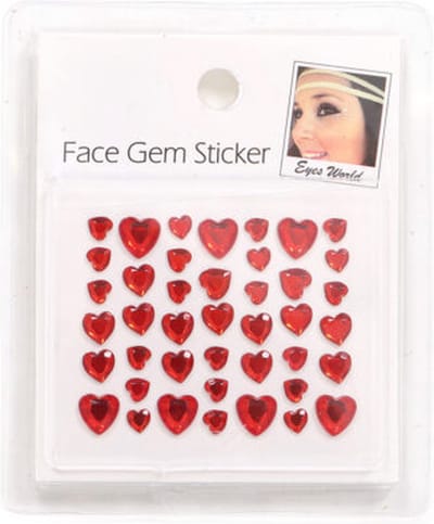 Glitters - Face en Body Opplak Steentjes - Rood - Hartjes Mix - Klein en Groot