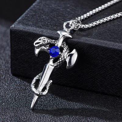 Célébrités Même Assiette Rétro Épée Serpent Croix Collier Créatif Alliage Bijoux Tendance Homme Hip Hop Chaîne de Pull black