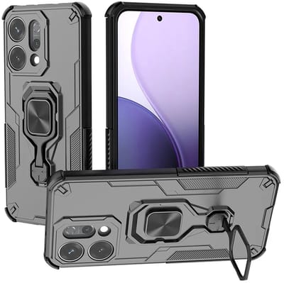MobyDefend Hoesje - Geschikt voor Oppo Reno14 - Dubbelgelaagde Pantsercase Met Standaard - Zwart