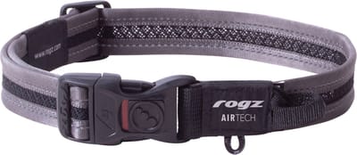 Rogz Air Tech Halsband Zwart&Grijs - Hondenhalsband - L 34-56 Cm
