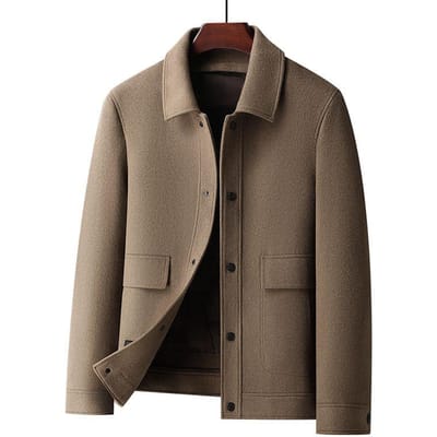 Dubbelzijdig wollen jack met ganzendonsvoering voor jonge mannen, nieuwe herfst- en wintercollectie, dikke dubbelzijdig wollen jas XL gray
