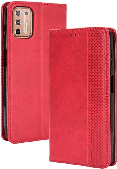 Coverup Hoesje - Geschikt voor Motorola Moto G9 Plus Hoesje - Coverup Vintage Style Book Case - Rood