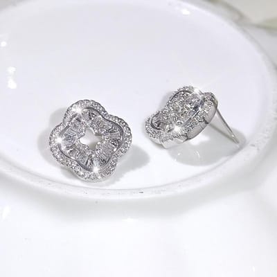 Ensemble de bijoux carré 100% Zircone AAA Bague Boucles d'oreilles Collier pour femmes Mariage Danse Mode Bijoux Brillants Coffret Cadeau pour Femmes gray