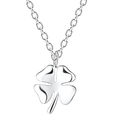Joy|S - Zilveren klaver hanger inclusief ketting 45 cm - klavertje vier 10 x 12 mm massief