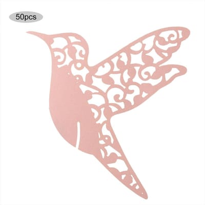 50 stuks Kleine vogel Vorm Bruiloft Holle Naam Plaatskaarten Voor Wijnglas Tafeldecoratie(Roze) Pink