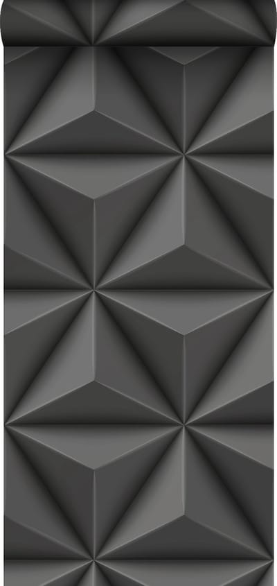 Origin Wallcoverings eco-texture vliesbehang grafisch 3D motief donkergrijs - 347816 - 0,53 x 10,05 m