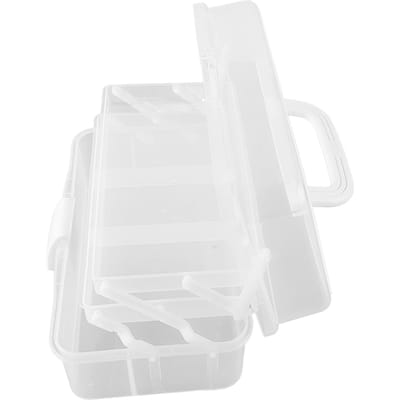 Boîte de Rangement à Trois Couches Boîte à Outils Pliante en Plastique Organisateur Multiusage Portable avec Poignée pour Art blanc