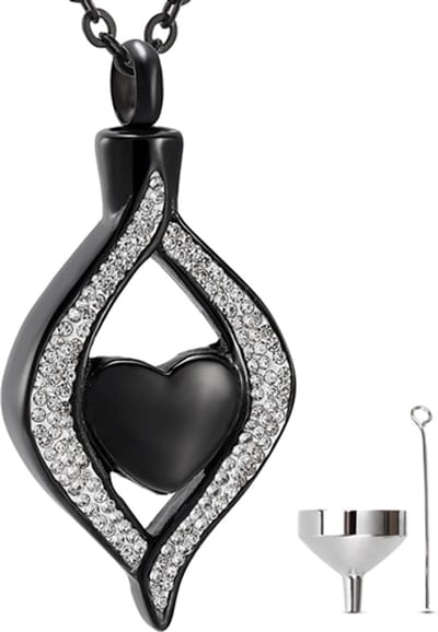 Luxe Ashanger - met Ketting (55 cm) - Voor As, Haren of Parfum - Assieraad - As Ketting - Gedenksieraad - Urn - As Hanger - Incl. As vuller en Opbergzakje - Black Diamond