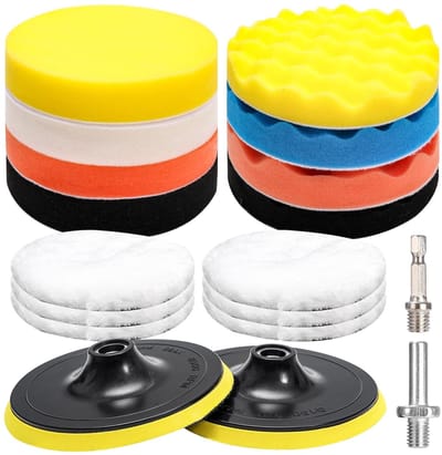 Dailygoods - Polishing Pads - Polijstset voor Auto - 150mm Diameter - Professionele Kwaliteit - Geschikt voor Draadloze Boormachines - Set van 18 Stuks