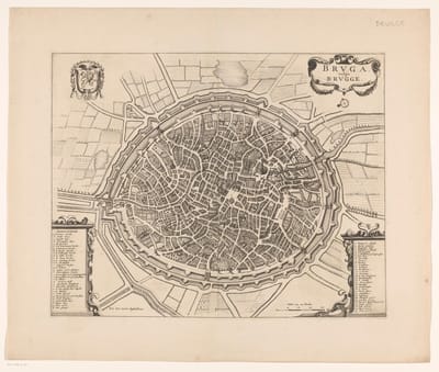 Poster Historische Oude Kaart Brugge - 1700 - Stadsplattegrond - Large 50x70 - België