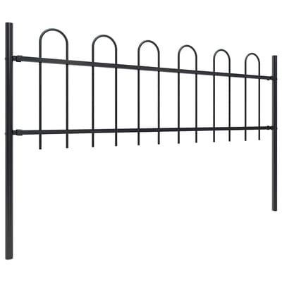 vidaXL - Tuinhek - BOXTEL - met - stalen - boog - aan - de - bovenkant - 170x60 - cm - zwart